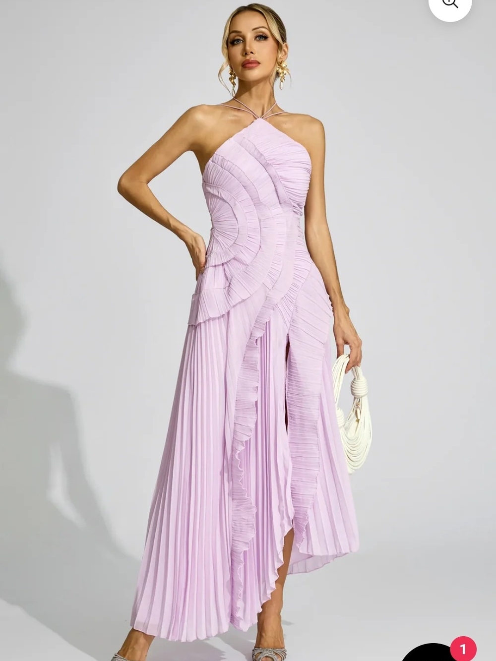 Elegant Lilac High-Low Pleated Dress (NWOT)